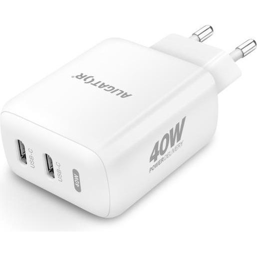 Aligator CHPD0024 mobile device charger Universal White AC Fast charging Indoor (20 W), USB Ladegerät, Weiss