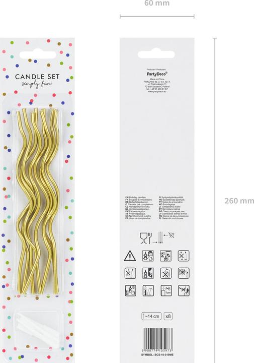 Immagine prodotto Partydeco Candele di compleanno (8 x)