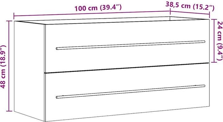 Produktbild vidaXL Waschbeckenschrank (100 x 38.50 x 48 cm)