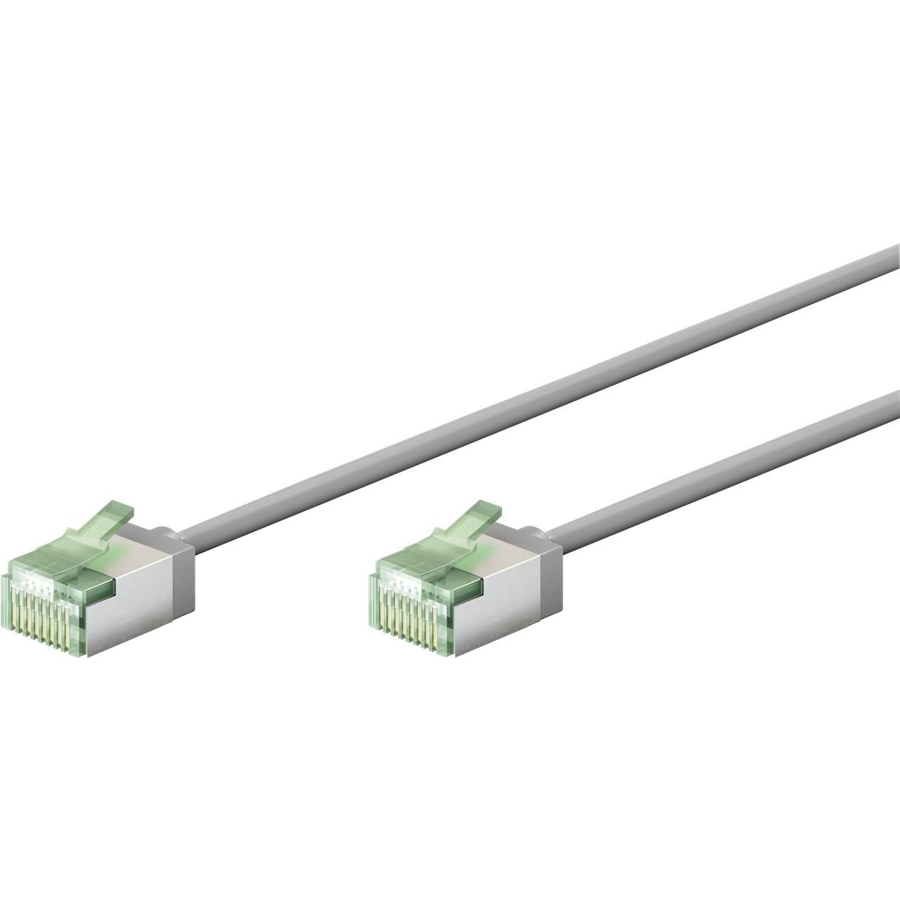 Goobay Ultraflexibles CAT 8.1 Patchkabel, slim, U/FTP, grau (U/FTP, CAT8.1, 0.15 m), Netzwerkkabel