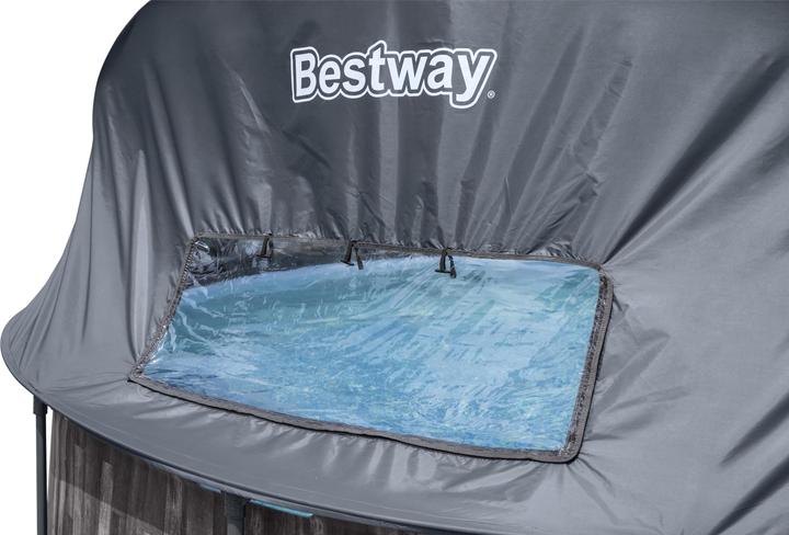 Produktbild Bestway Steel Pro MAX™ Frame Pool Komplett-Set mit Filterpumpe + Verdeck Ø 366 x 122 cm, Holz-Optik (366 x 122 cm)