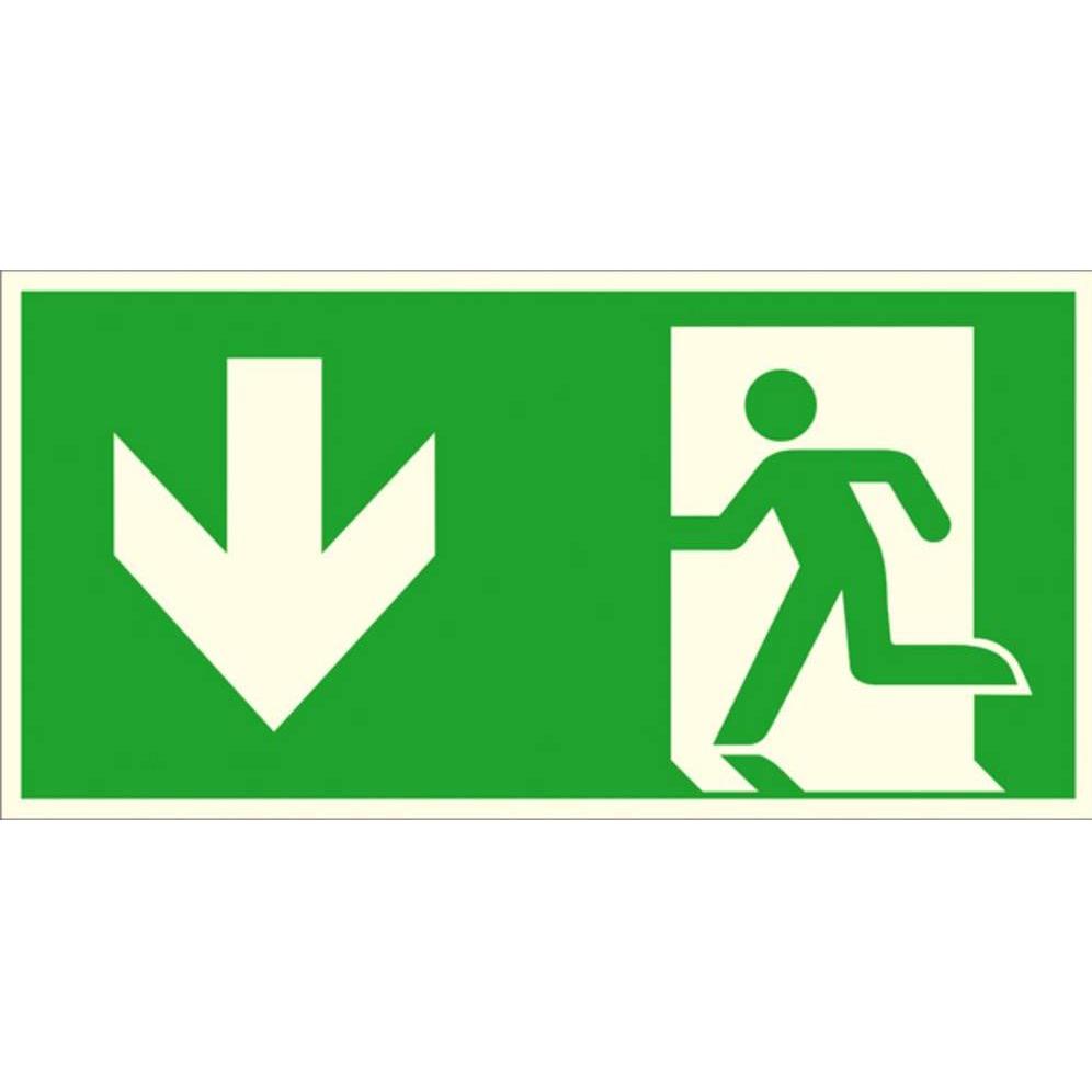 Wolk, Segnaletica di sicurezza, Fluchtwegschild Folie Notausgang links abwärts SafetyMarking 38.A1017