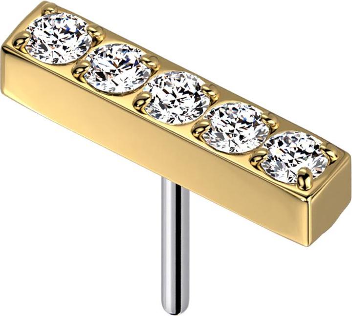 Produktbild Star Piercing Threadless vergoldet Balken Kristalle silber (ohne Messing, Titan)