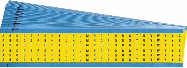 Produktbild Brady Kabelkennzeichnungen, fortlaufende Buchstaben auf farbigem Hintergrund