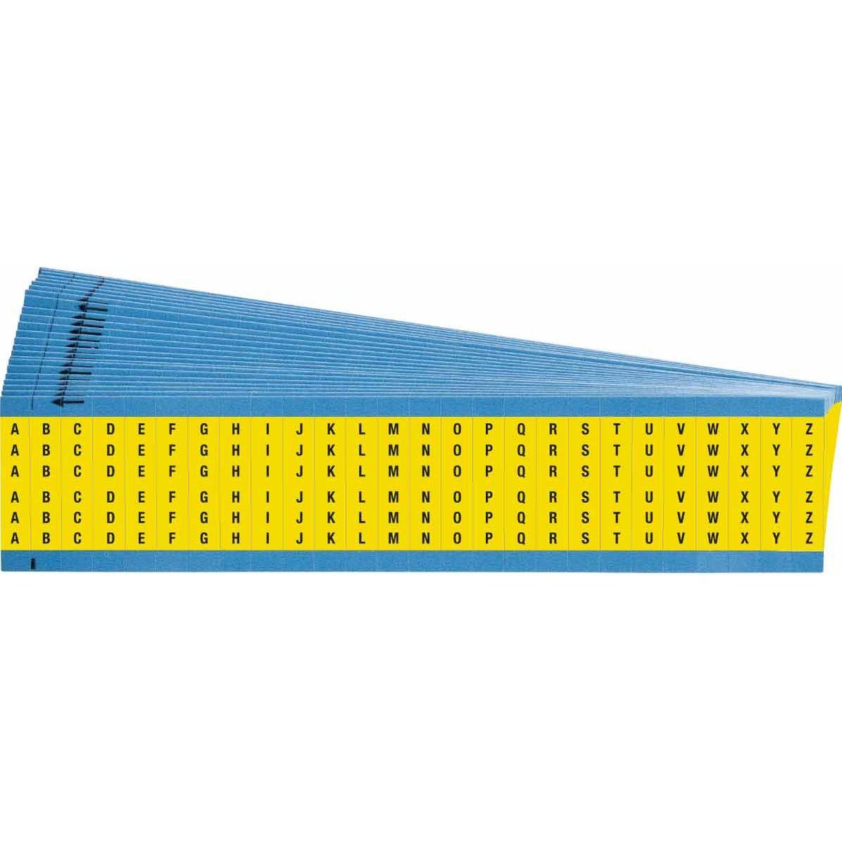 Brady, Etiketten, Kabelkennzeichnungen, fortlaufende Buchstaben auf farbigem Hintergrund