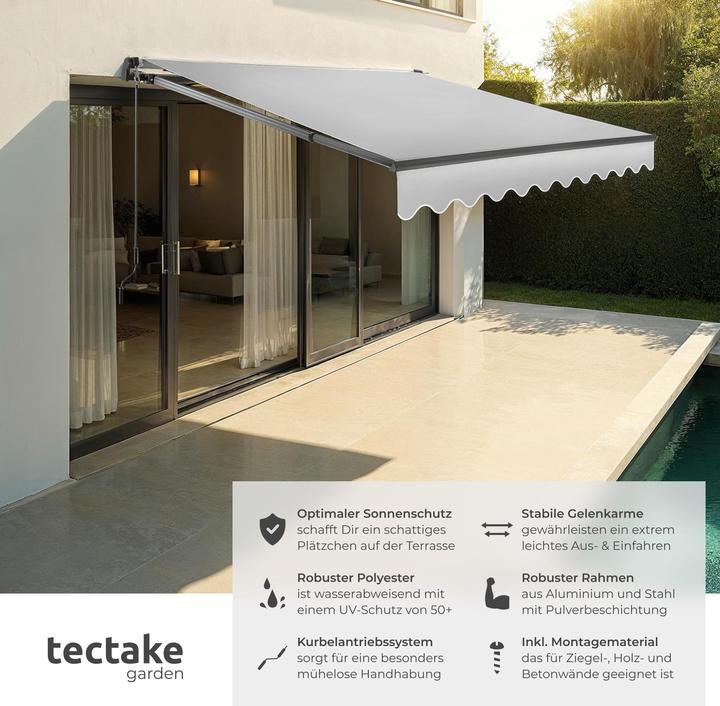 Image du produit tectake store banne articulée Ornella avec support mural (2.50 m)