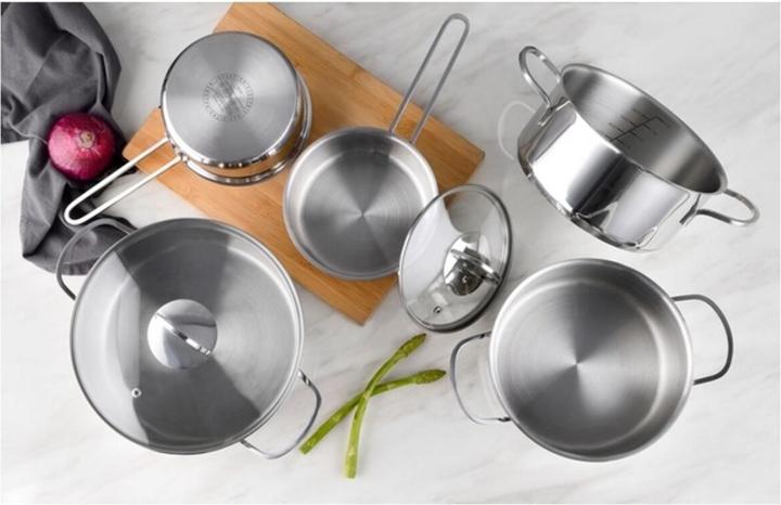 Productafbeelding Bergner Topfset Classic Silberfarben 6 Stücke (Steelpan, Roestvrij staal, 16 x 9.50 cm)