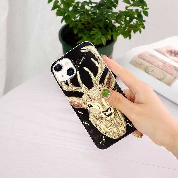 Actual product image Cover-Discount iPhone 15 Plus - Glow in the Dark Silicone Stag Case (Apple iPhone 15 Plus)