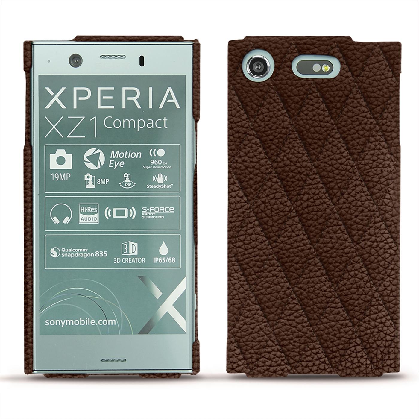 Thumbnail - Noreve Lederschutzhülle (Sony Xperia XZ1 Compact), Smartphone Hülle, Braun