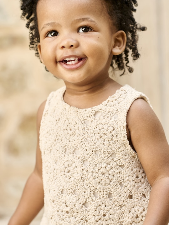 Produktbild Vertbaudet Mädchen Baby-Set: Top & Shorts aus Makramee (98)