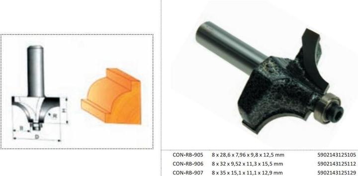 Immagine prodotto Condor Fresa per legno 32 x 15,5 mm, gambo 8 mm (CON-RB-906)
