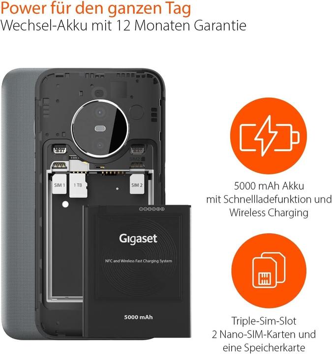 Actual product image Gigaset GX6 Outdoor (128 GB, Titanium Grey, 6.60", Dual SIM, 5G)