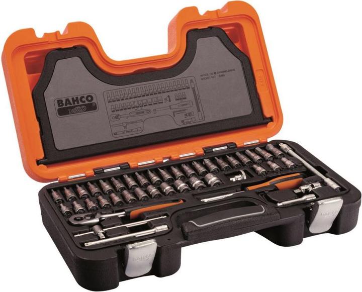 Produktbild Bahco 1/4"-Steckschlüssel-Satz, metrisch, Sechskant, inklusive Schraubendreher-Einsätzen - 46-teilig