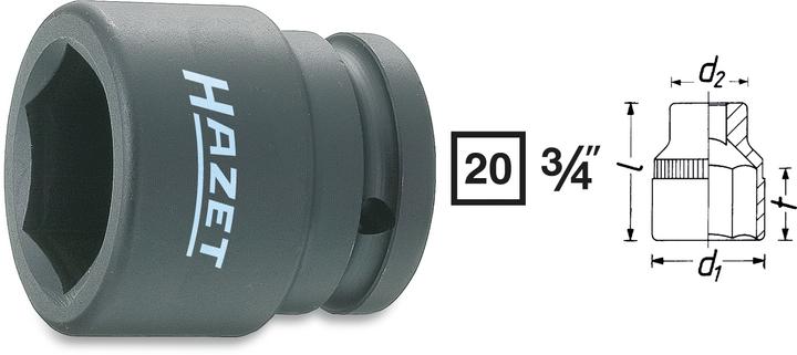 Produktbild HAZET Schlag-, Maschinenschrauber Steckschlüsseleinsatz ∙ Sechskant 1000S-22 ∙ Vierkant20 mm (3/4 Z… (22 mm)