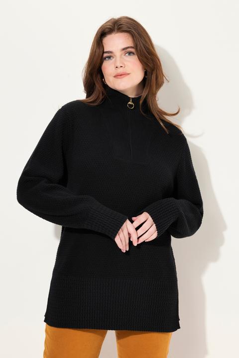Actual product image Ulla Popken Knit Troyer Collar Long Sleeve Sweater (54)