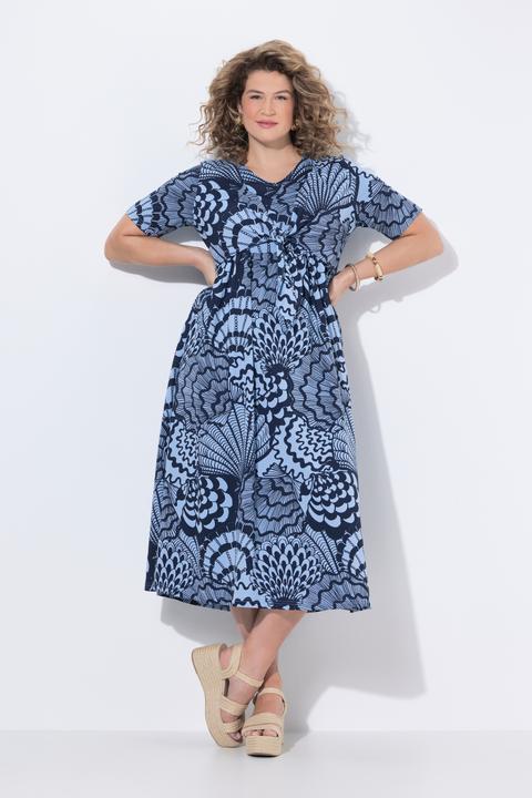 Produktbild Ulla Popken Maxikleid, Muscheln, V-Ausschnitt, Halbarm (50)
