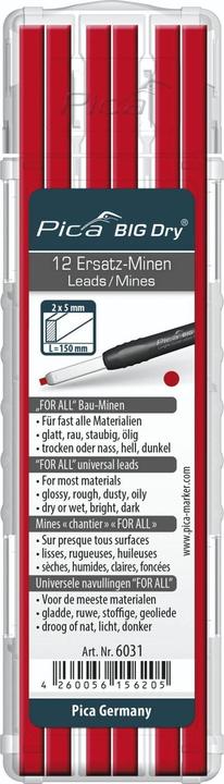 Produktbild Pica BIG DRY Minen-Set FOR ALL (12 Stück, Rot, 5 mm)