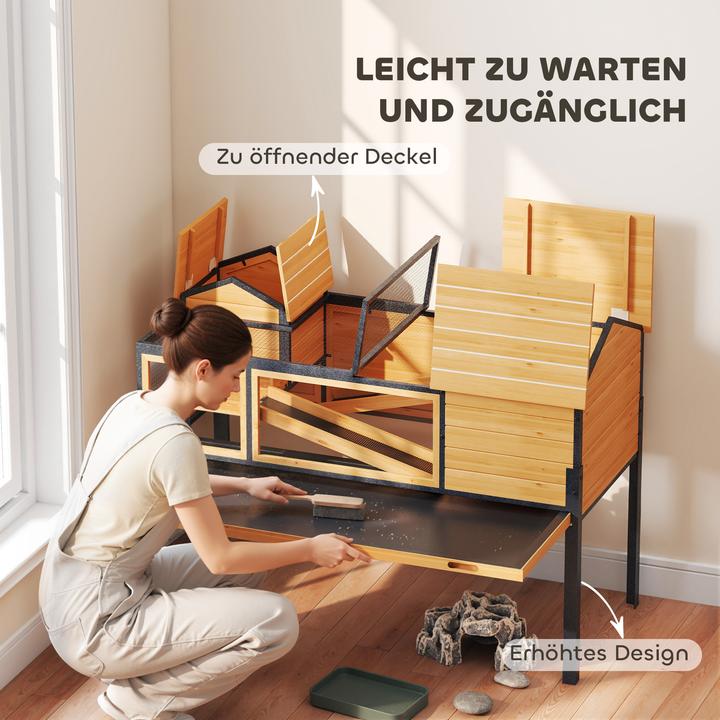 Produktbild PawHut Schildkrötenhaus Tannenholz, Stahl Gelb