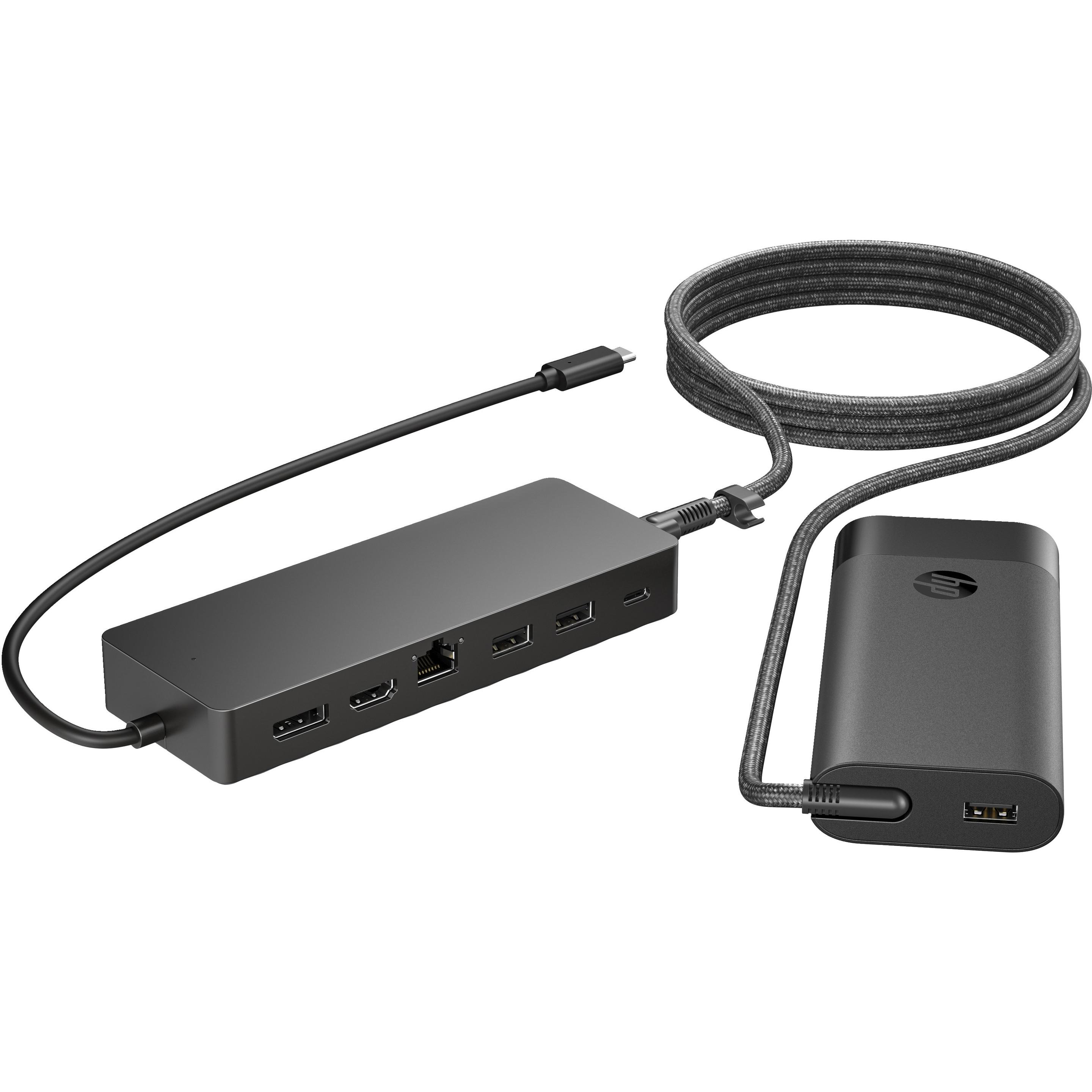 HP Universelles USB-C-Hub- und Laptop-Ladegerät (USB-C), Dockingstation + USB Hub, Schwarz