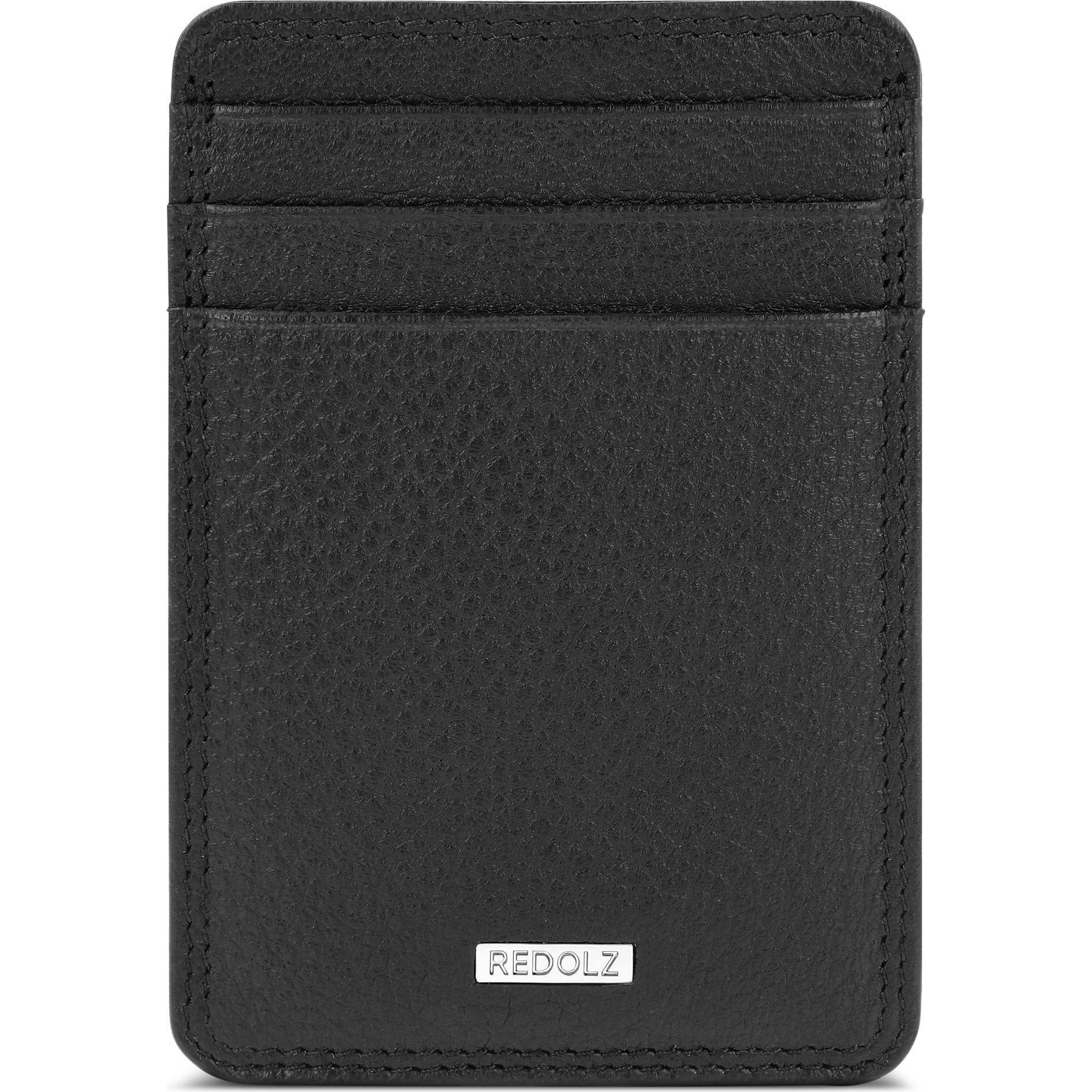 Redolz, Portemonnaie, Leather Essentials Kreditkartenetui RFID Leder 7 cm mit Geldscheinklammer, Schwarz