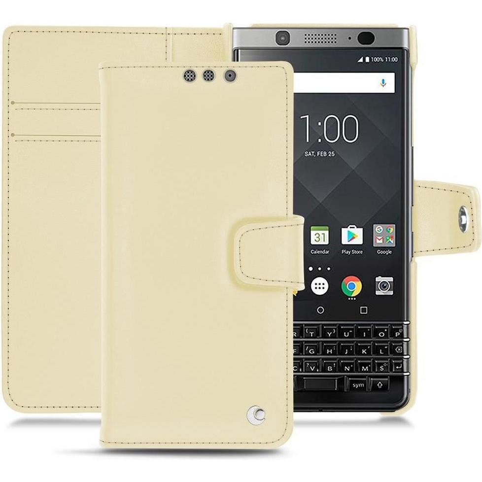 Noreve Lederschutzhülle Wallet (Blackberry KEYone), Smartphone Hülle, Beige