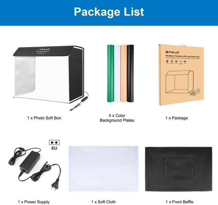 Actual product image Puluz Upgrade Fotobox 60x40cm mit dimmbaren LEDs (Light modifiers)