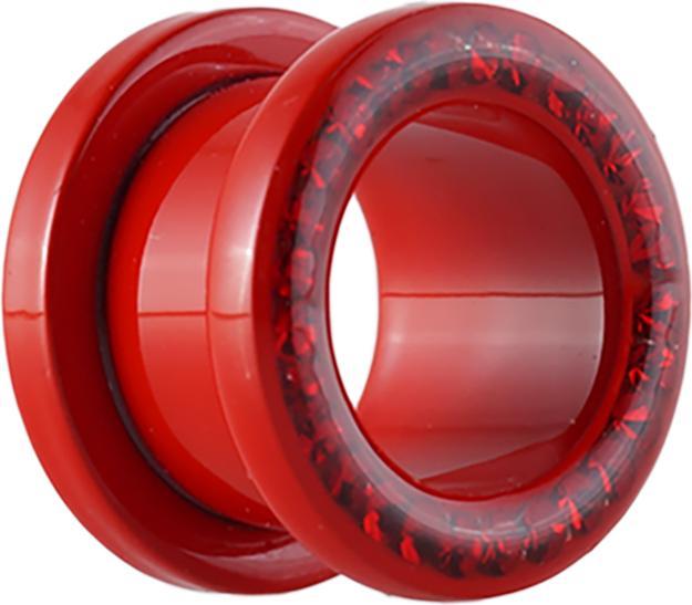 Produktbild Star Piercing Flesh Tunnel Supernova Fire Red mit Swarovski Kristall rot Epoxy Schutzschicht (ohne Messing, Chirurgenstahl 316L)