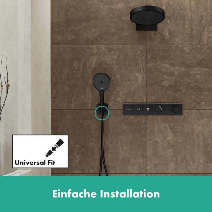 Actual product image hansgrohe HG wall connection FixFit Q with shower holder matt black