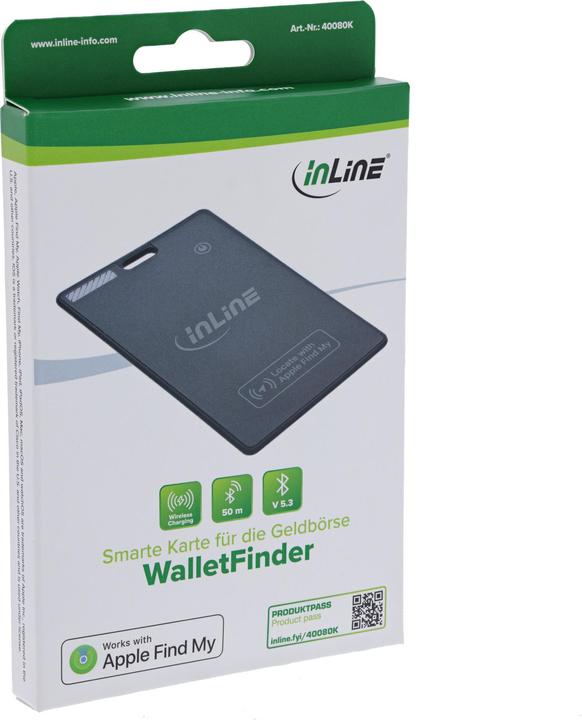 Produktbild InLine ® Wallet Finder, smarte Karte für die Geldbörse, Qi-Aufladung, 100mAh, IPX5 (Bluetooth)