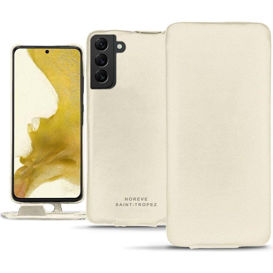 Noreve Lederschutzhülle vertikal (Samsung Galaxy S22), Smartphone Hülle, Weiss