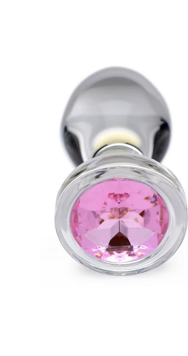 Immagine prodotto XR Brands Plug anale in vetro rosa con pietra preziosa di medie dimensioni