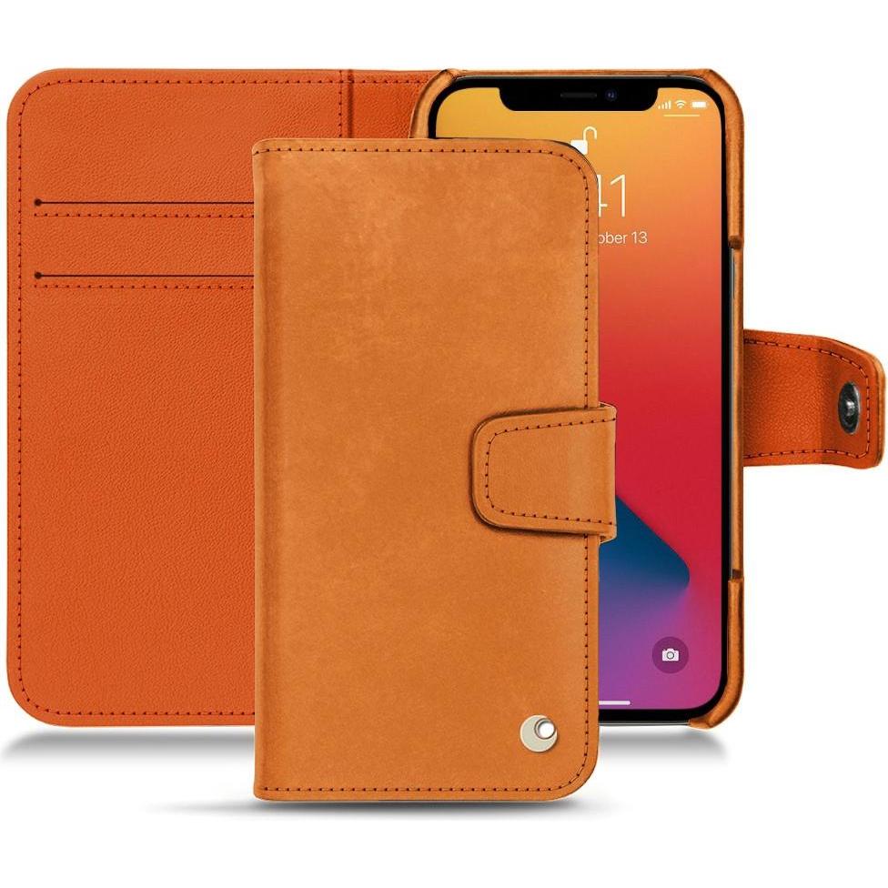 Noreve Lederschutzhülle Wallet (Apple iPhone 13 Pro), Smartphone Hülle, Orange