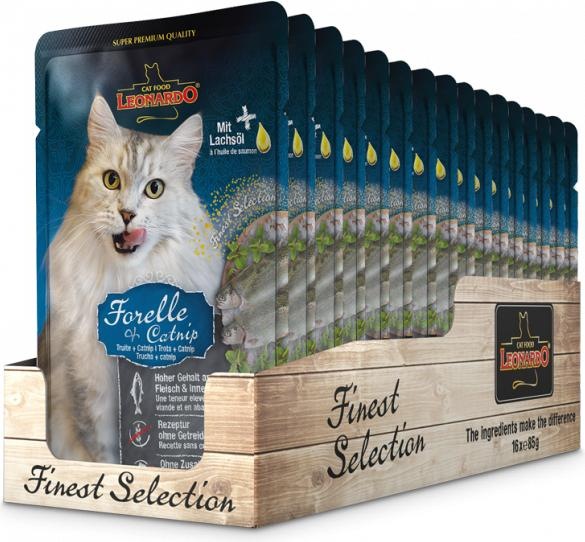 Actual product image Leonardo Cat Food Trout & Catnip (Adult, 16 pcs., 1360 g)
