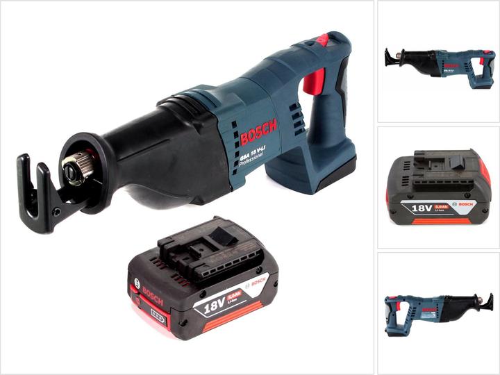 1x Bosch GSA 18 V-Li N Professional 18 Volt Akku Säbelsäge, 1x Bosch GBA 18 V 5,0 Ah Li-Ion Akku