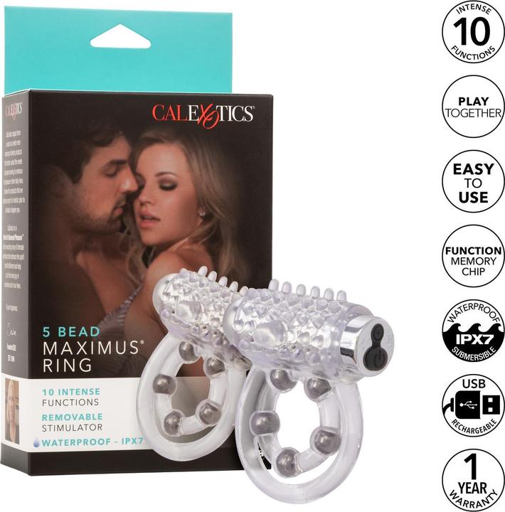 Productafbeelding CalExotics Maximus penisring met vibrerende kralen (5 cm)