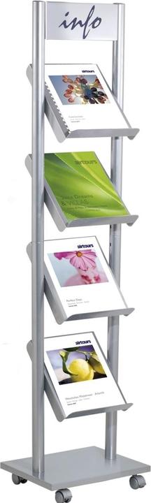 Productafbeelding Kerkmann Folderrek 4xA4 425x300x1650 aluminium zilver (A4)