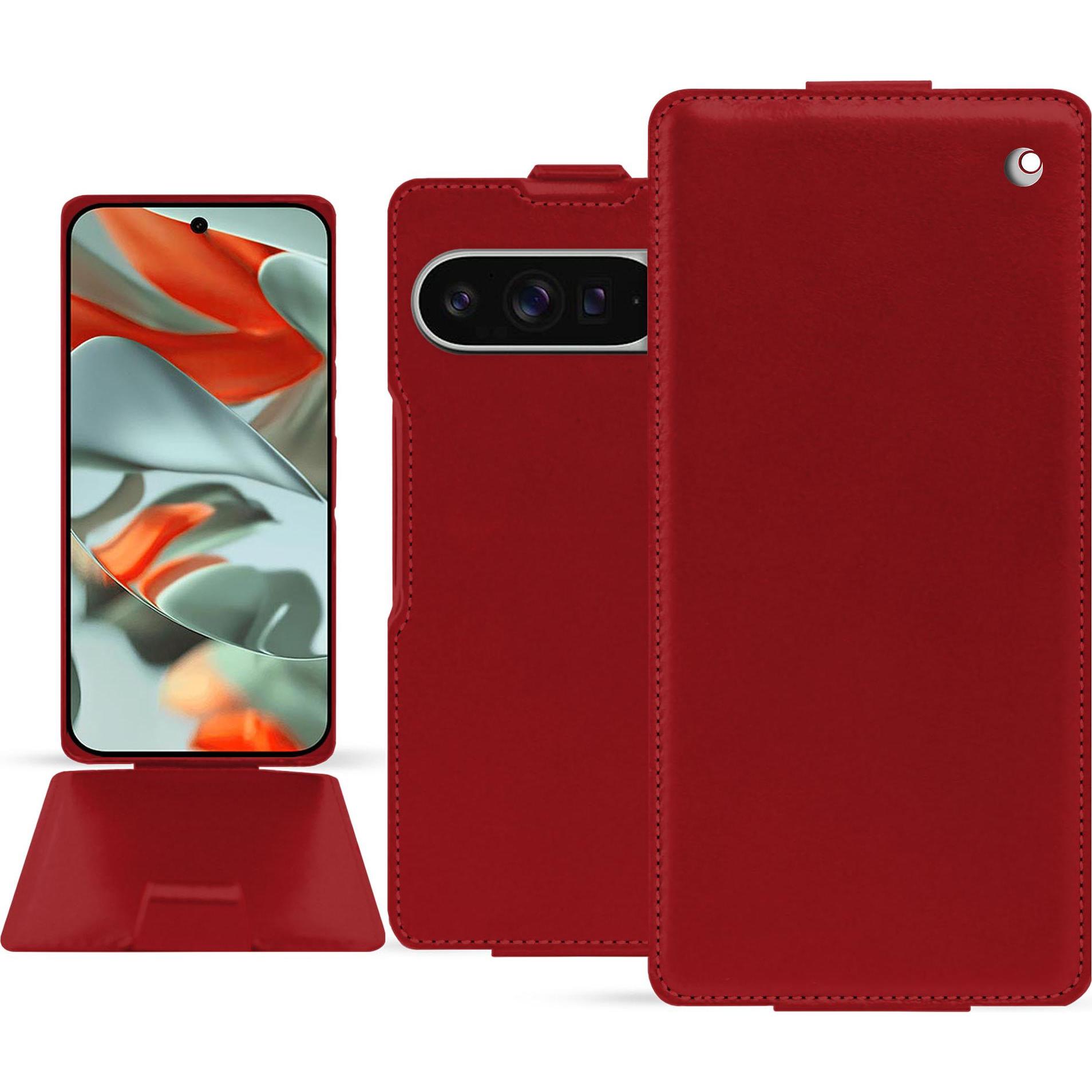 Noreve Lederschutzhülle vertikal (Google Pixel 9 Pro XL), Smartphone Hülle, Rot