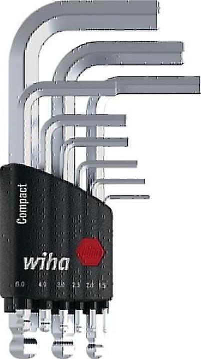 Produktbild Wiha Stiftschlüssel Set im Compact Halter Sechskant-Kugelkopf 10-tlg. kurz, mattverchromt