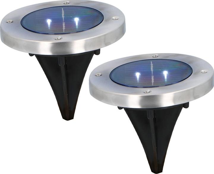 Immagine prodotto Grundig Set di 2 luci solari da terra in acciaio inox, con picchetto a terra, Ã˜ 12 x 12 cm