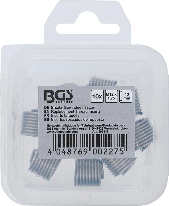 Image du produit BGS Inserts taraudés M12 x 1,75 mm 10 pièces