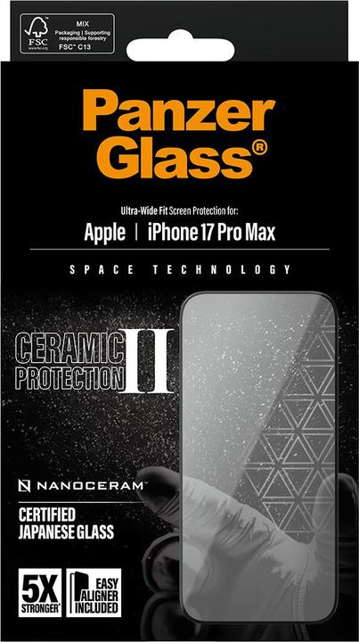 Produktbild PanzerGlass Ceramic II Displayschutz - Ultra Wide Fit (1 Stück, Apple iPhone 17 Pro Max)