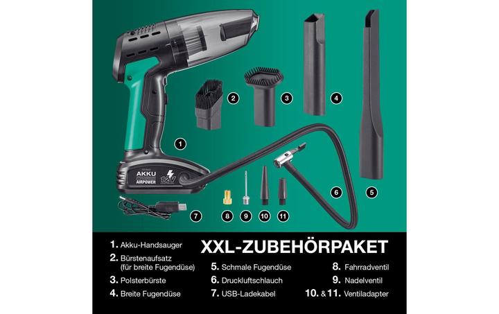 Produktbild Easymaxx Akku-Handsauger mit Kompressor 11.1 V, Schwarz