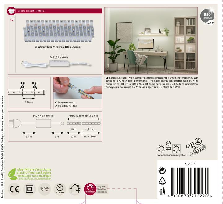 Actual product image Paulmann MaxLED 500 Basisset (Warm white, 1000 cm, Indoor)
