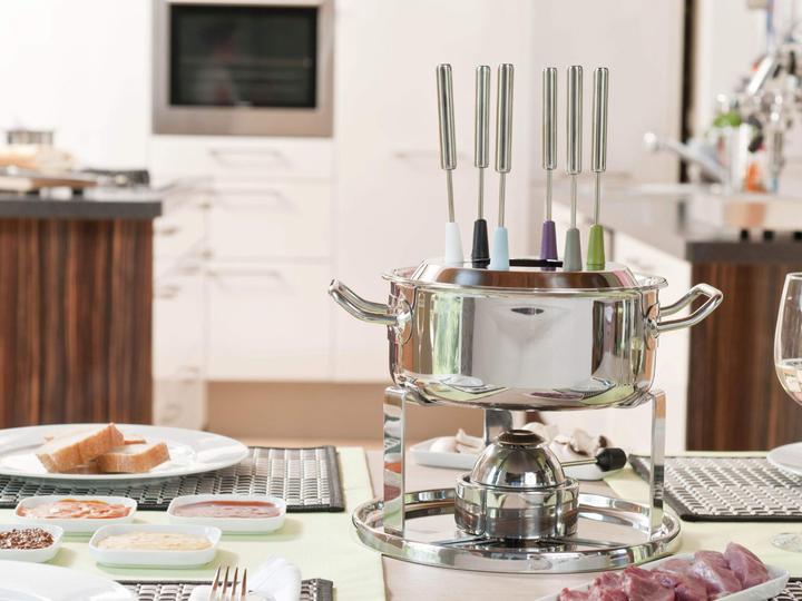 Actual product image Rösle silver fondue set with gas burner 39x27.5x15cm (Cheese fondue, Chocolate fondue)