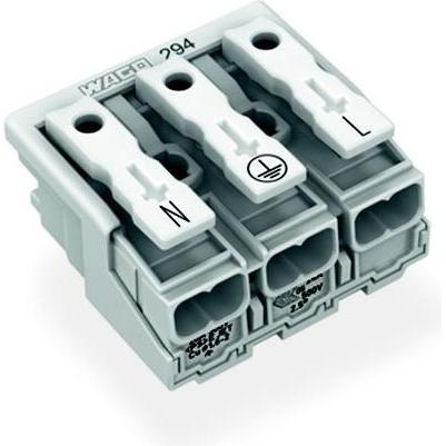 Wago 294-5013 Netzanschlussklemme N-PE-L 3-polig, Elektronikzubehör + Gehäuse, Weiss