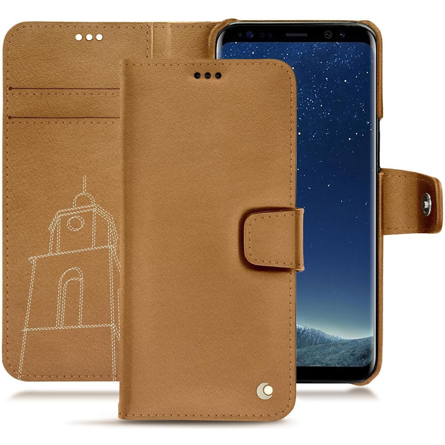 Noreve Lederschutzhülle Wallet (Samsung Galaxy S8+), Smartphone Hülle, Braun, Weiss