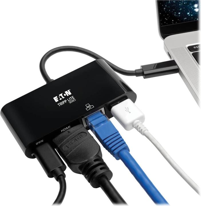 Produktbild Eaton USB-C Multiport Adapter - 4K HDMI USB-A Port GbE 60W PD Charging HDCP Black (USB-C, 4 Ports)