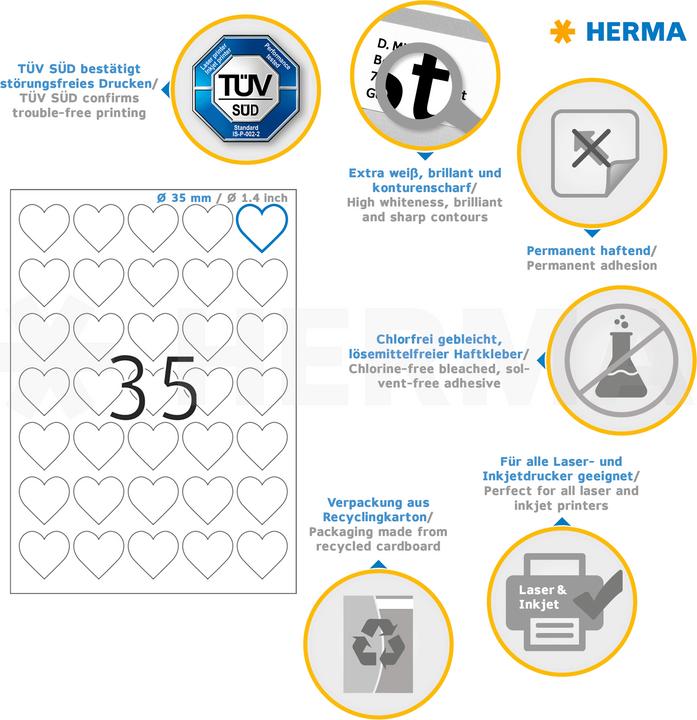 Immagine prodotto Herma Etichette a forma di cuore A4
