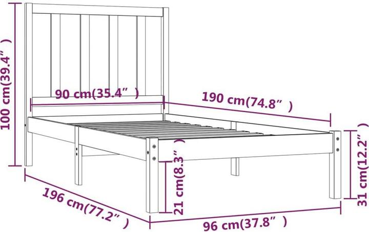 Image du produit vidaXL Valeda (90 x 190 cm)