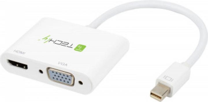 Produktbild Techly IADAP-MDP-VGAH12. Kabellänge: 0,15 m, Anschluss 1: Mini DisplayPort, Anschluss 2: HDMI + VGA (D-Sub) (HDMI, Mini DP, 6 cm)